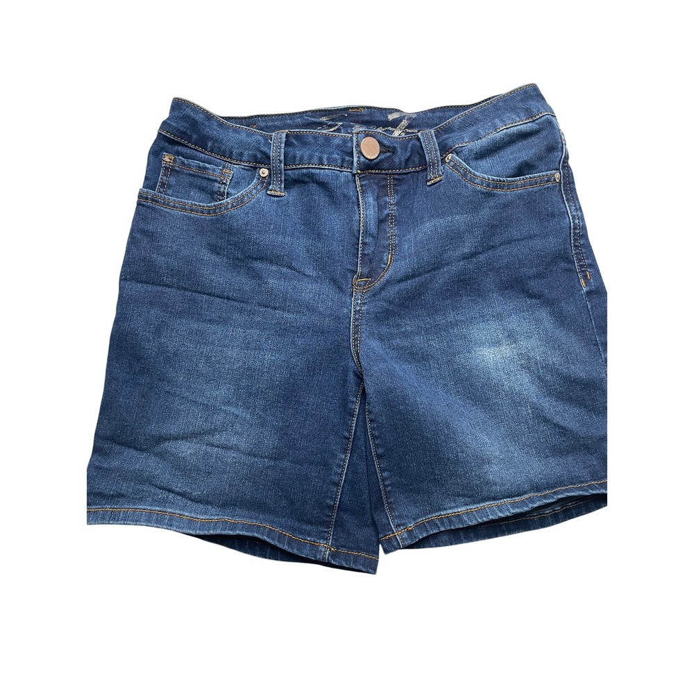 Seven7 Denim Shorts Womens 6 Blue Excellent Faded Casual Dark Wash Zip Fly